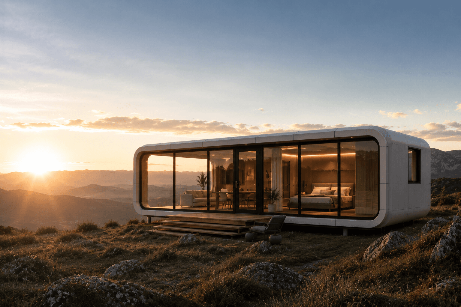 MIR Capsule rectangular prefab home exterior